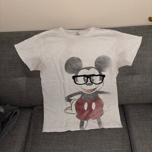 Disney Hipster Mickey Mouse White Short Sleeve Tee